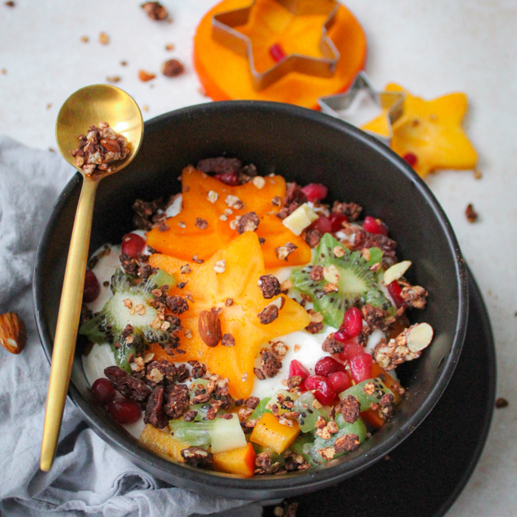 Glutenvrije choco cruesli met amandelen, witte chocolade en cranberry's