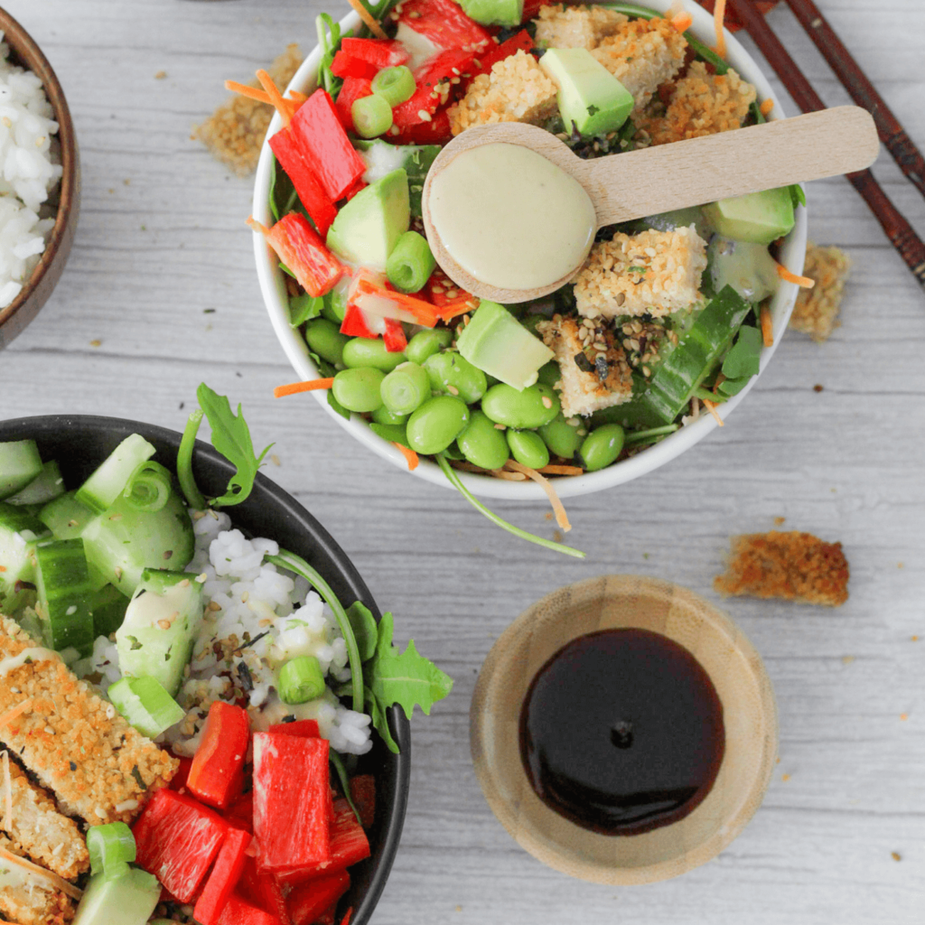 Crispy chicken sushi bowl