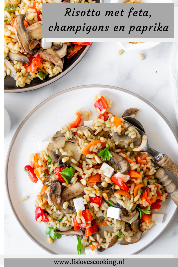 Risotto met champignons, paprika en feta