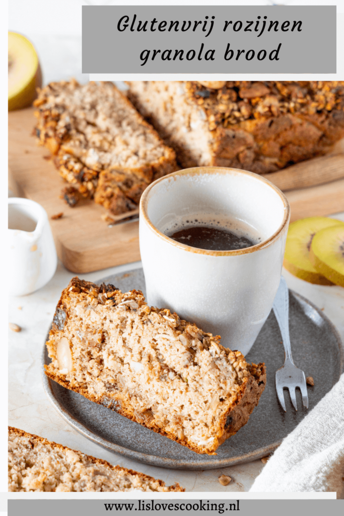 Glutenvrij rozijnen granola brood