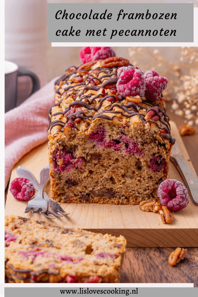 Glutenvrije chocolade frambozen cake met pecannoten