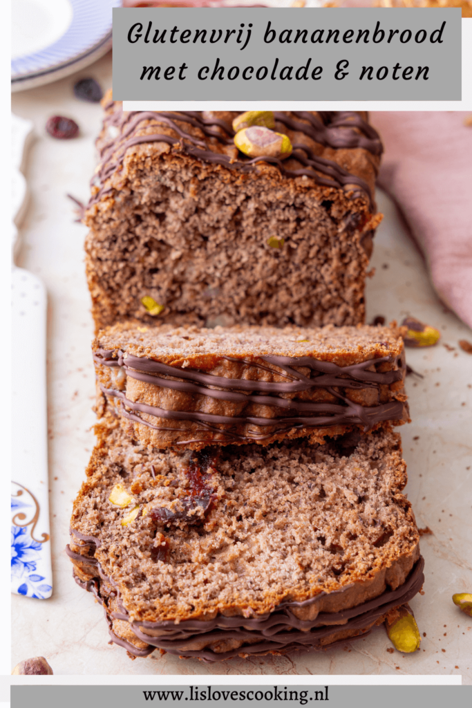 Glutenvrij bananenbrood met chocolade en pistachenoten