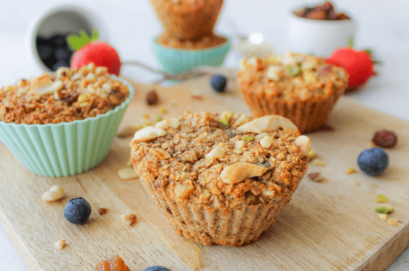 Gevulde havermout muffins