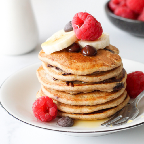 Glutenvrije chocolade chip pancakes