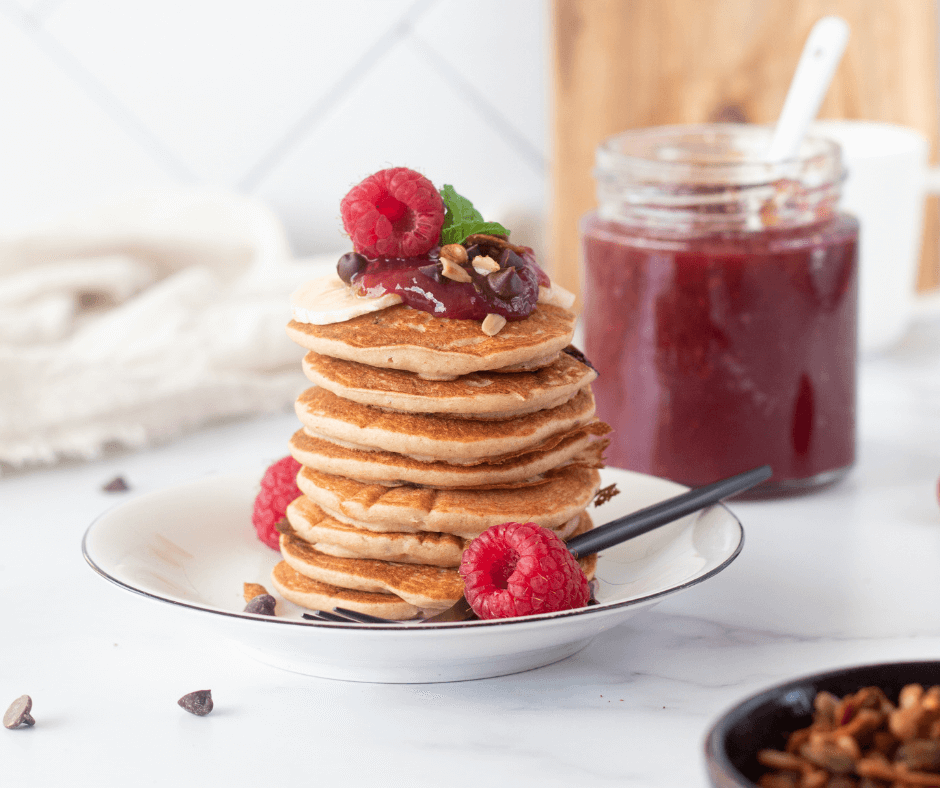 Jam en chocolade pancakes