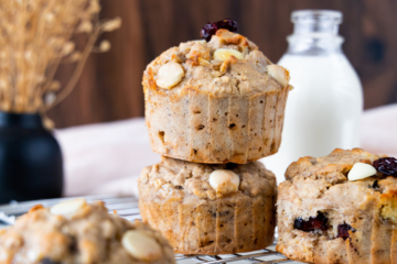 Bananenbrood muffins met cranberry’s en witte chocolade