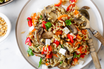 Risotto met champignons, paprika en feta