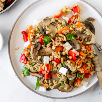 Risotto met champignons, paprika en feta